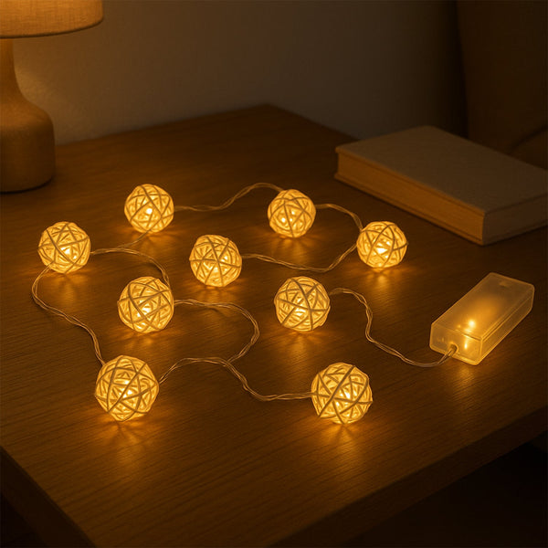 Battery Operated Rattan Ball String Decorative Fairy Lights