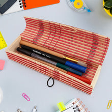 Multi-Purpose Handcrafted Bamboo Mat Style Pen Pencil & Makeup Box (1 Pc)