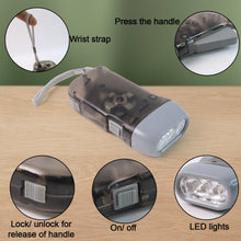 3 LED Hand Press Torch Hand Crank Flashlight Hand Pressing Flashlight Traveling Torch Light Manual Generator, Battery-Free Flashlight (1 Pc)